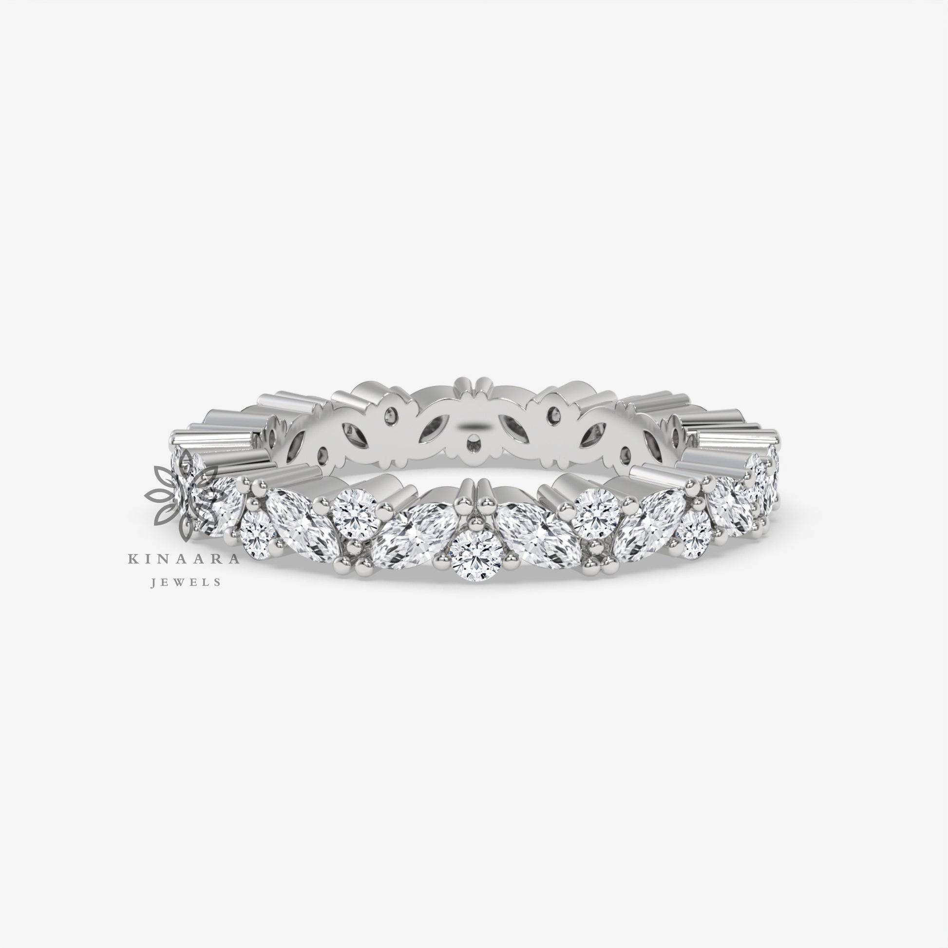 Marquise & Round Cut Moissanite Full Eternity Band