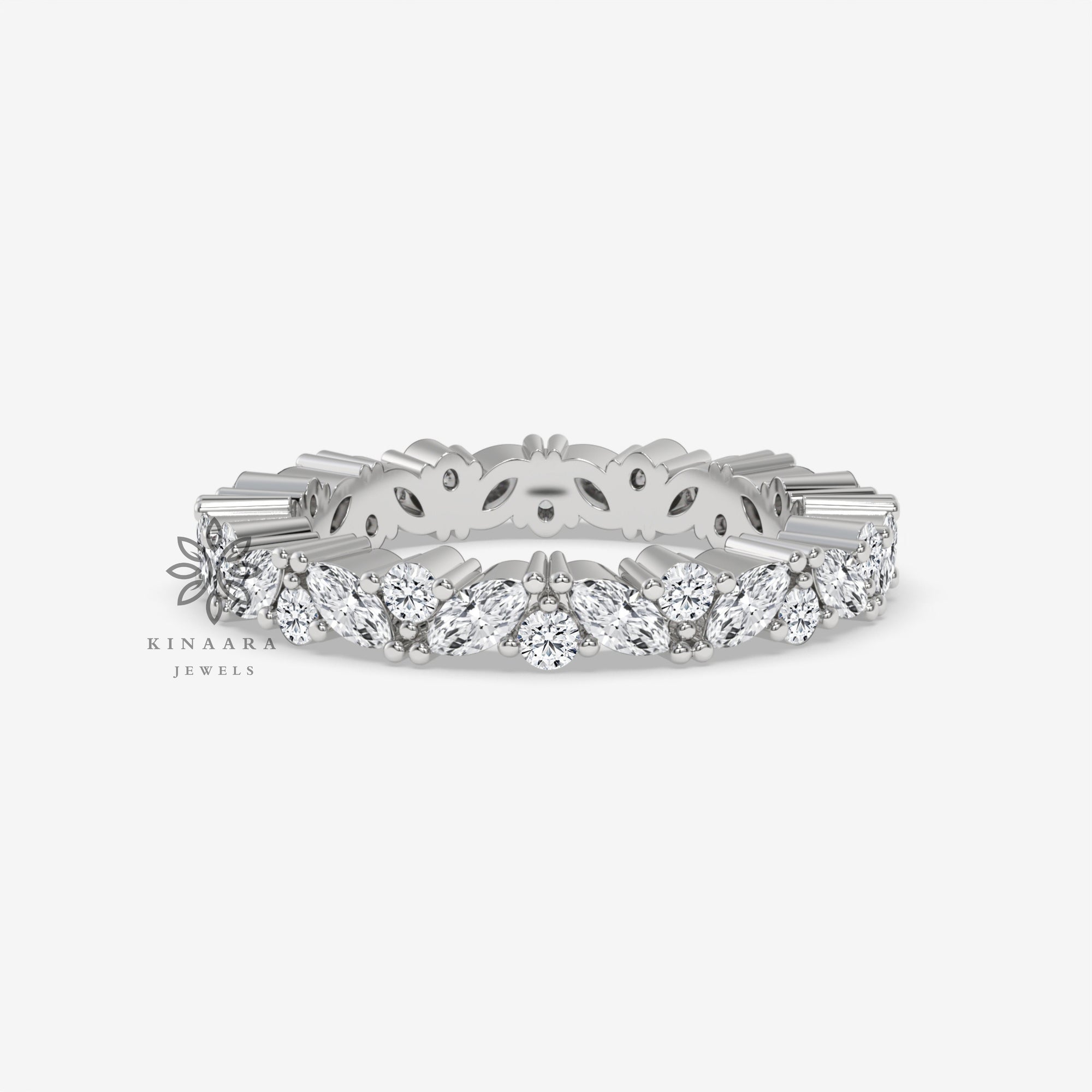 Marquise & Round Cut Moissanite Full Eternity Band
