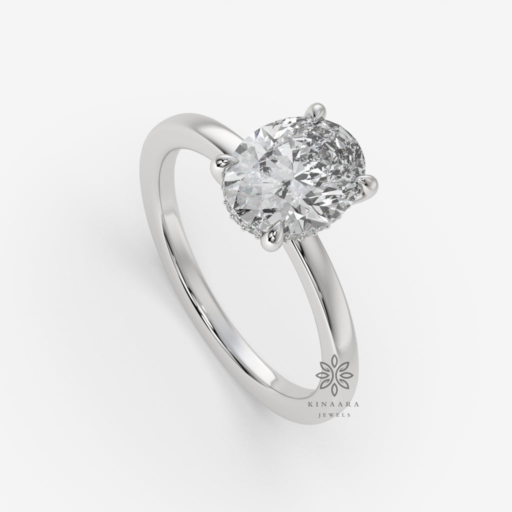 oval hidden halo engagement ring