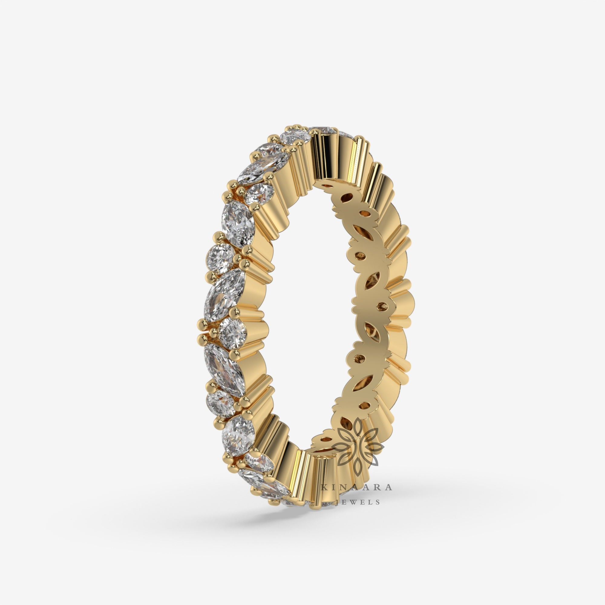 Marquise & Round Cut Moissanite Full Eternity Band