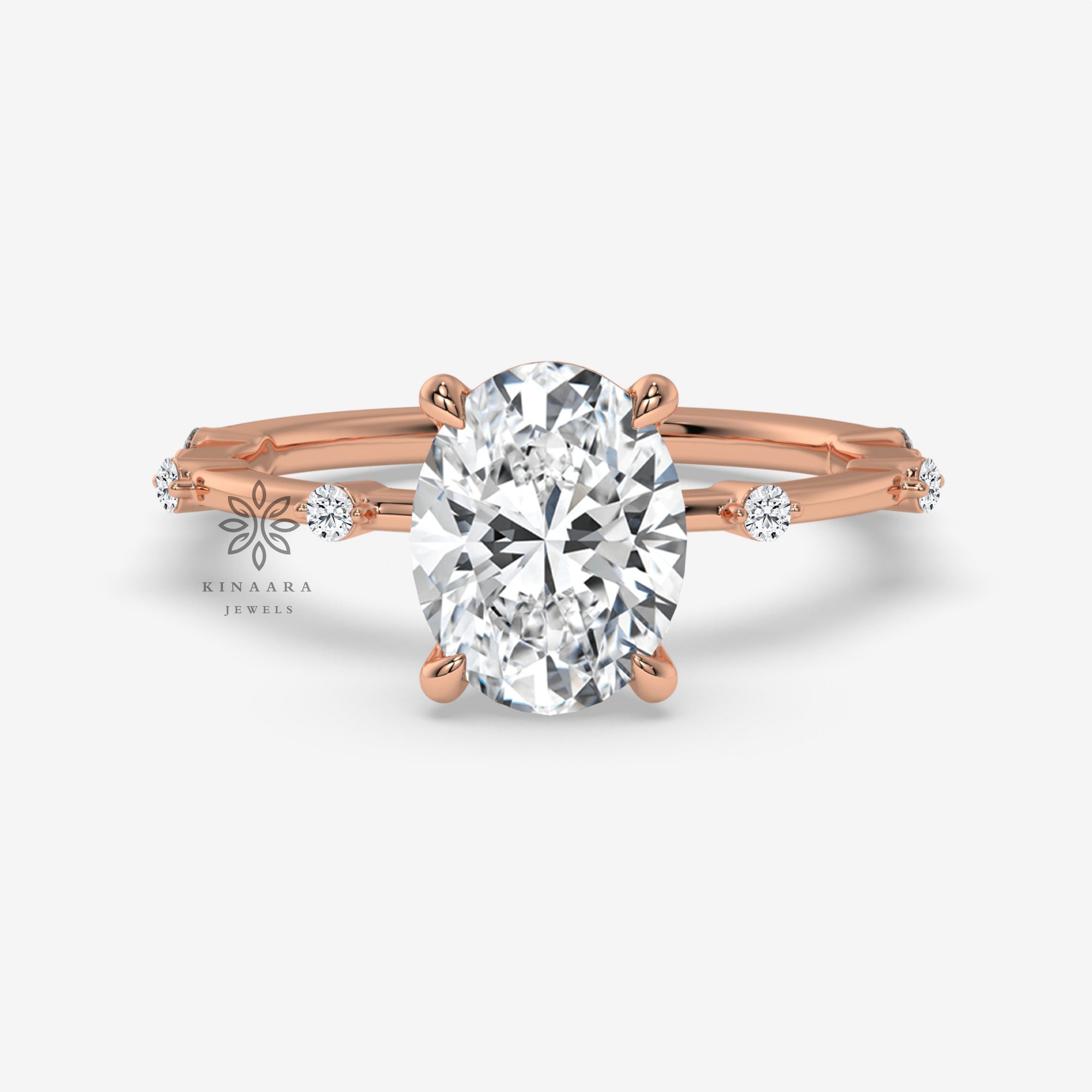 oval cut lab grown diamond engagement ring
