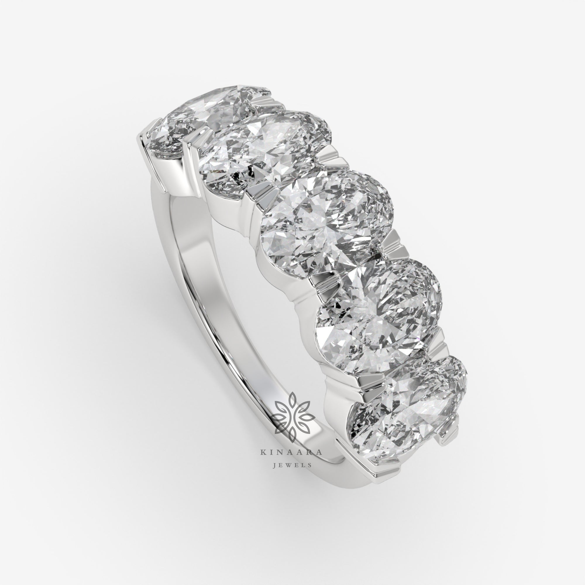 five stone oval cut lab grown diamond ring
