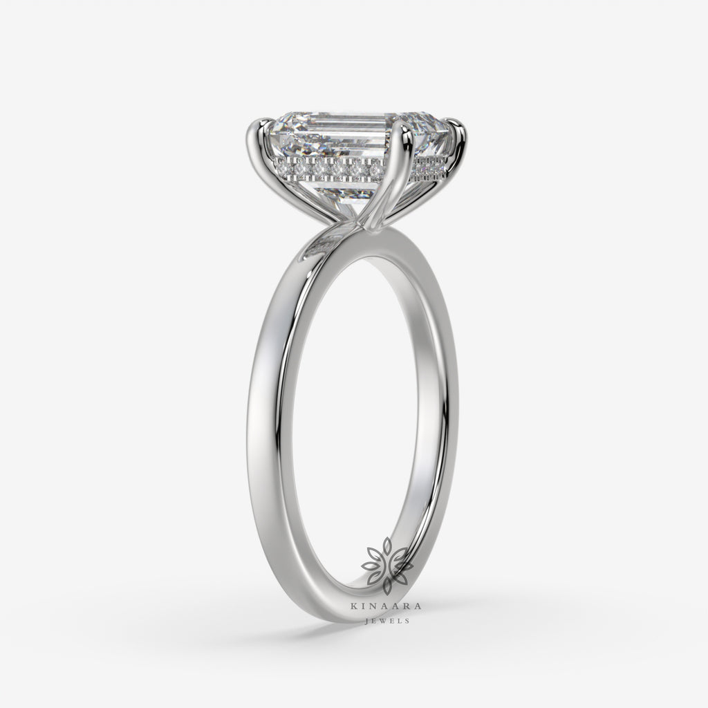 emerald lab grown diamond hidden halo engagement ring2