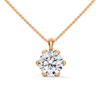 Round Cut Lab Grown Diamond Solitaire pendant with 6 Prong Setting, Pendant with chain