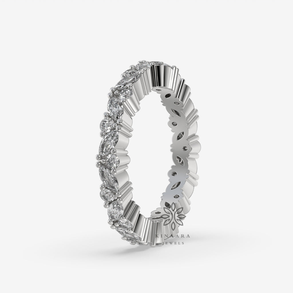 Marquise & Round Cut Moissanite Full Eternity Band