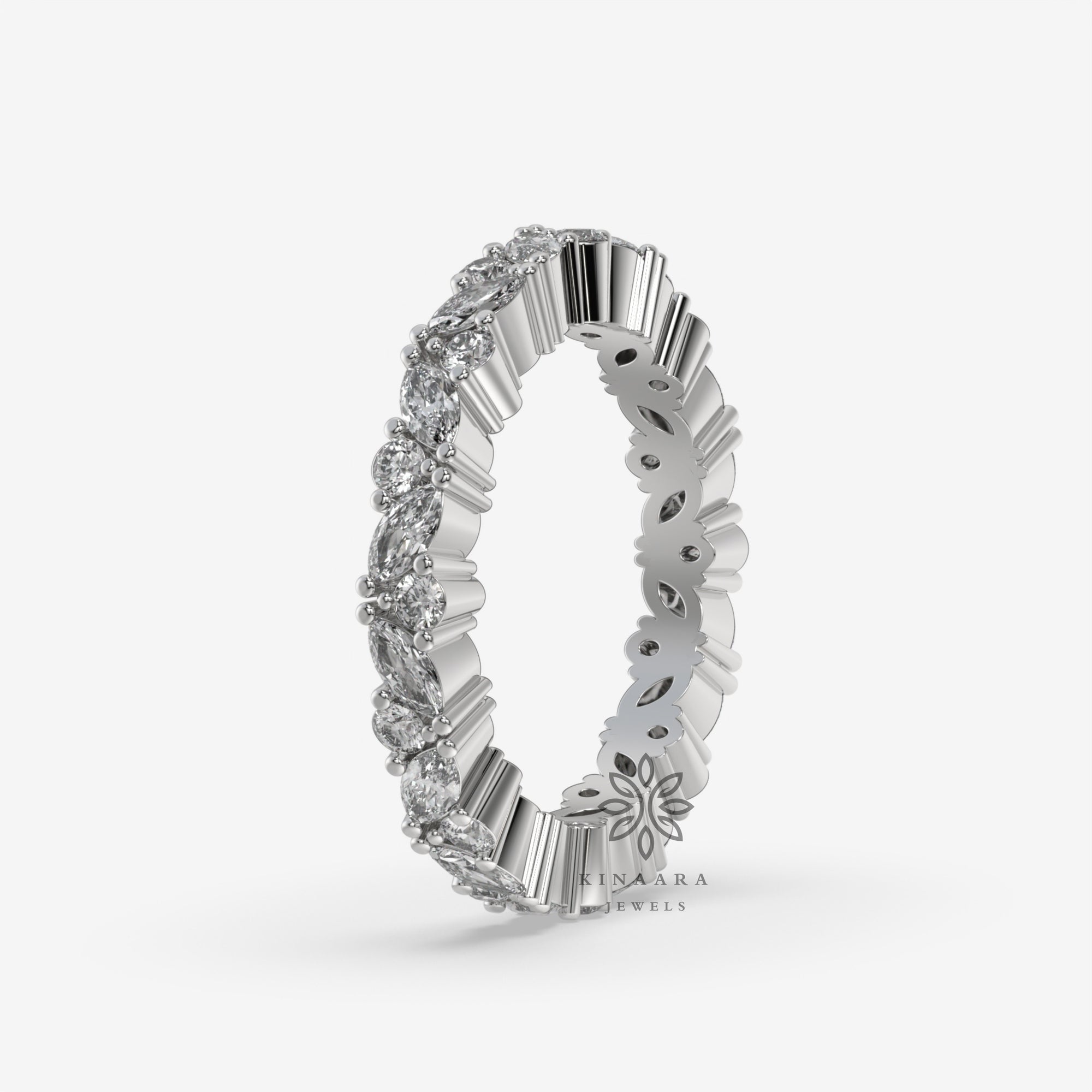 Marquise & Round Cut Moissanite Full Eternity Band