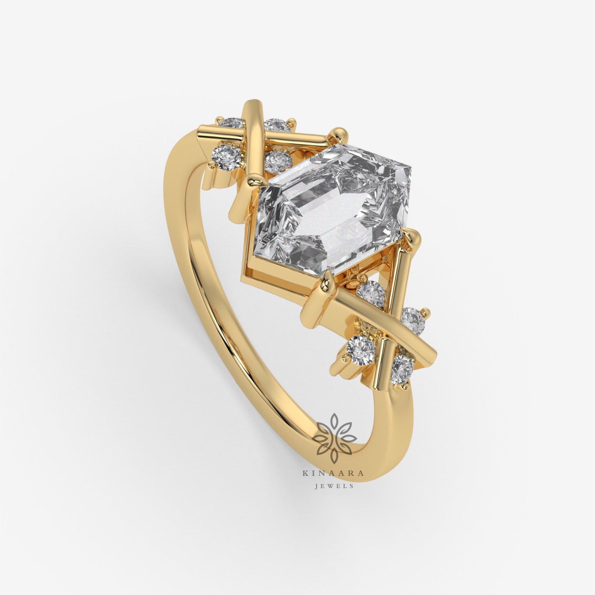 hexagon shaped engagement ring