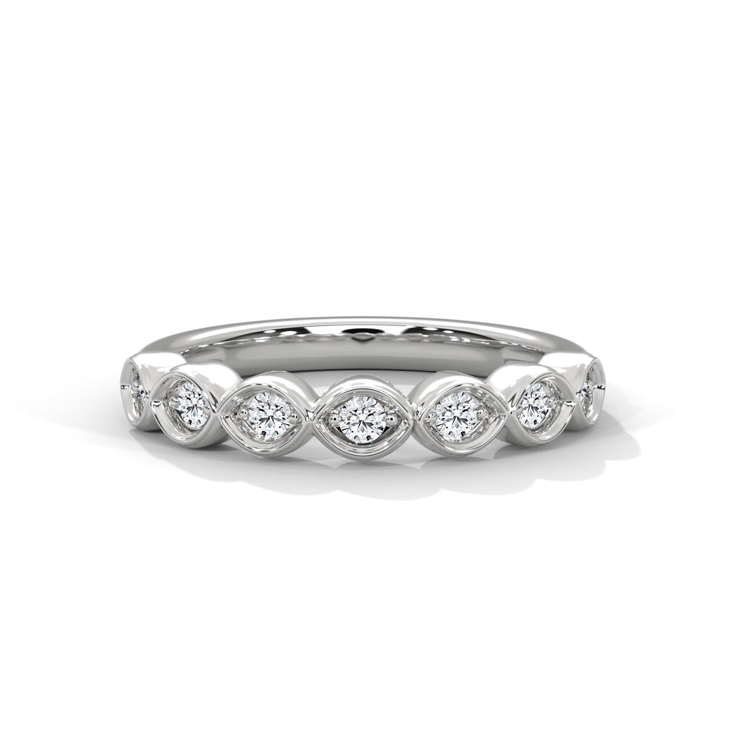 7 Round moissanite Wedding Half Eternity Band