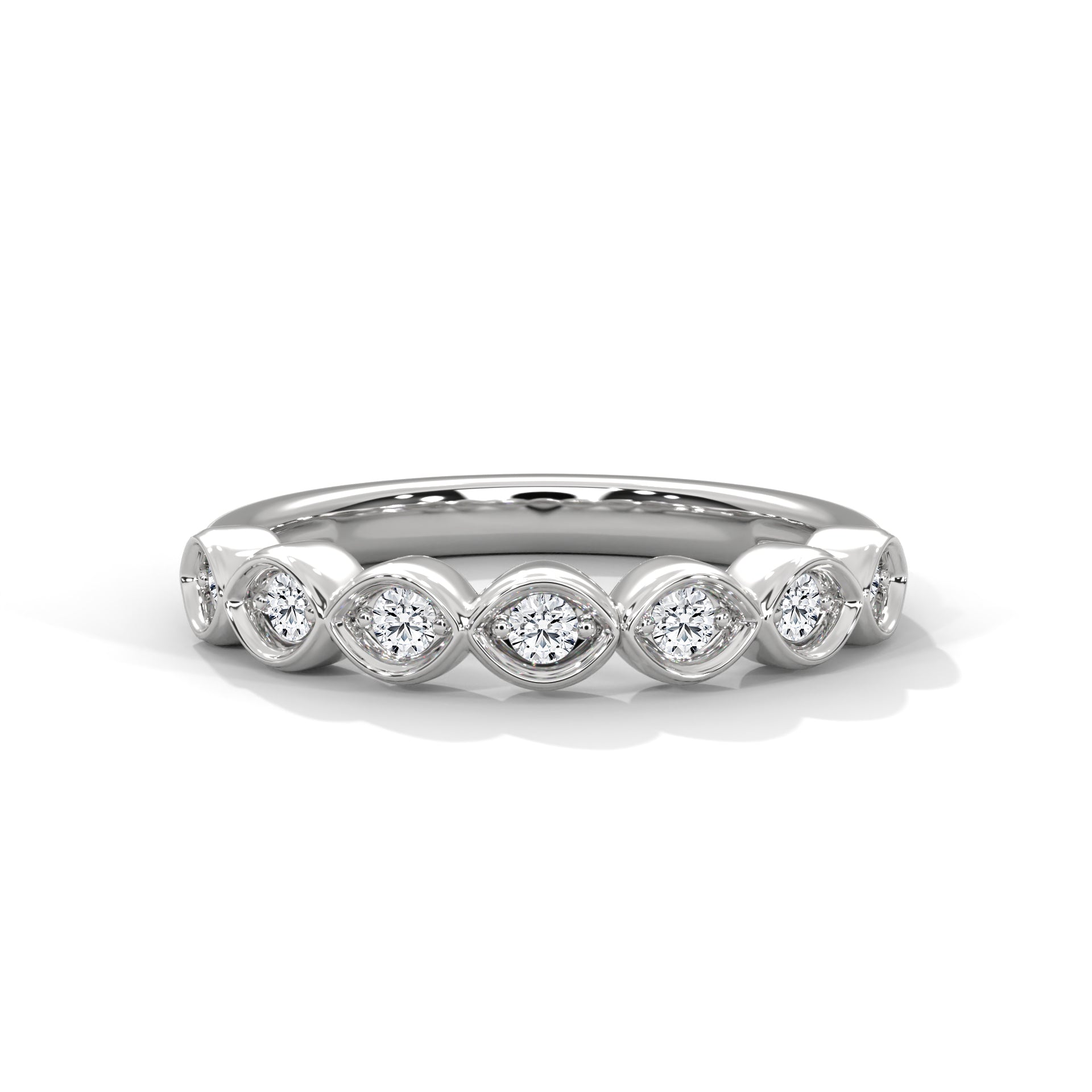 7 Round moissanite Wedding Half Eternity Band