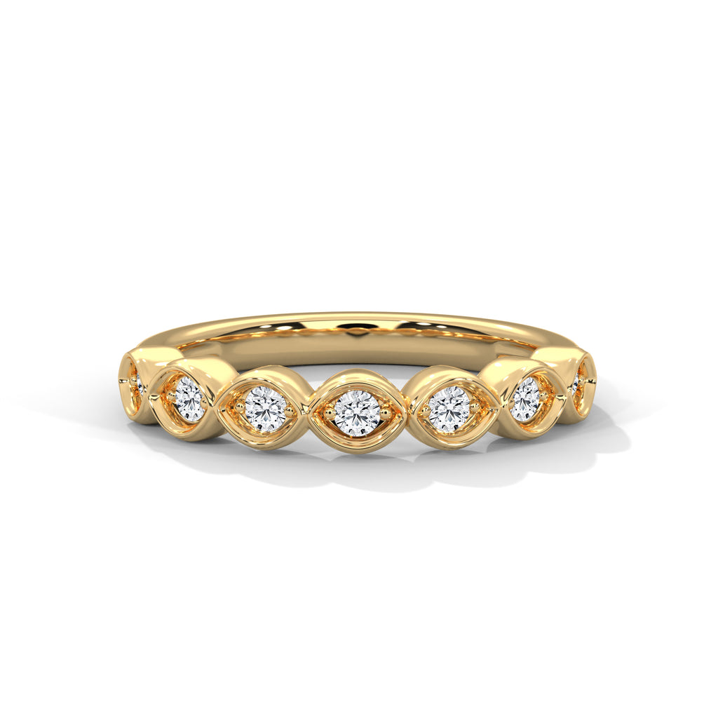 7 Round moissanite Wedding Half Eternity Band with bezel set