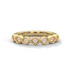 7 Round moissanite Wedding Half Eternity Band with bezel set