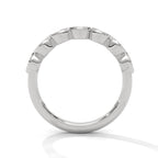 7 Round moissanite Wedding Half Eternity Band with bezel set in White Gold