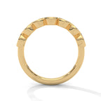7 Round moissanite Wedding Half Eternity Band with bezel set in Yellow Gold