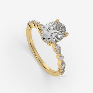 2.00 CT Oval Moissanite Vintage Engagement Ring