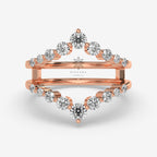 0.688 Ct Round Cut Moissanite Enhancer Wedding Ring, Guard Wedding Band