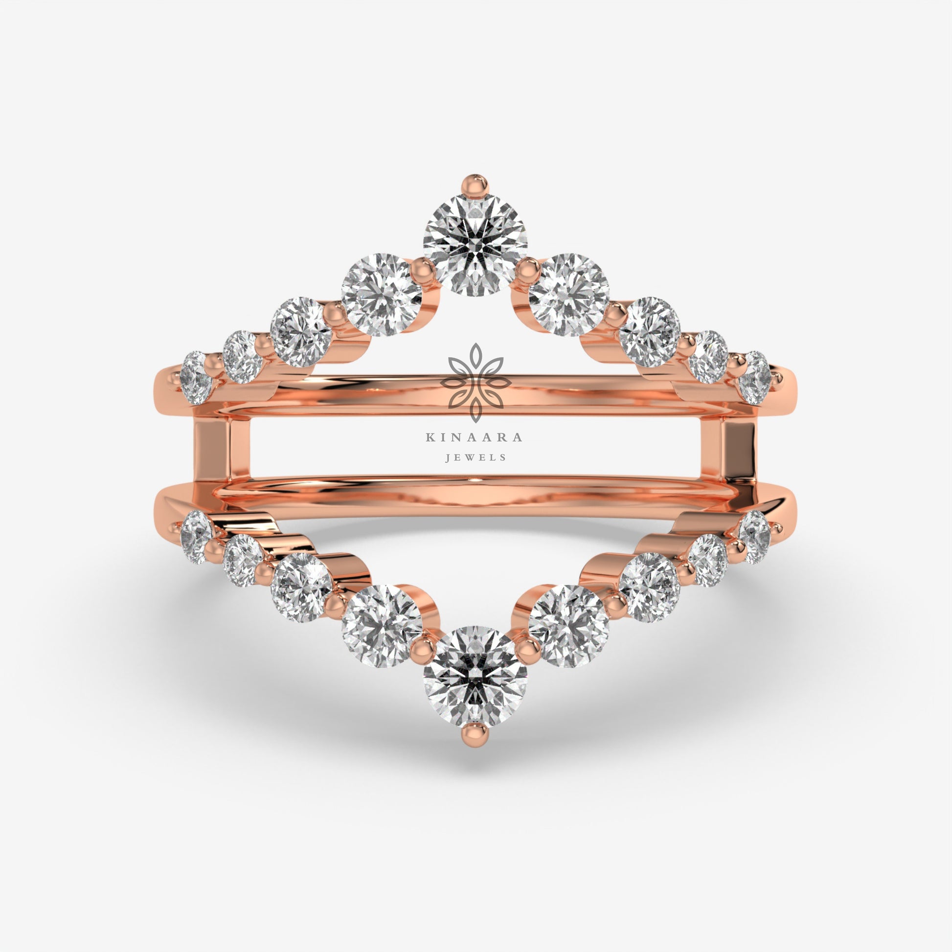 0.688 Ct Round Cut Moissanite Enhancer Wedding Ring, Guard Wedding Band