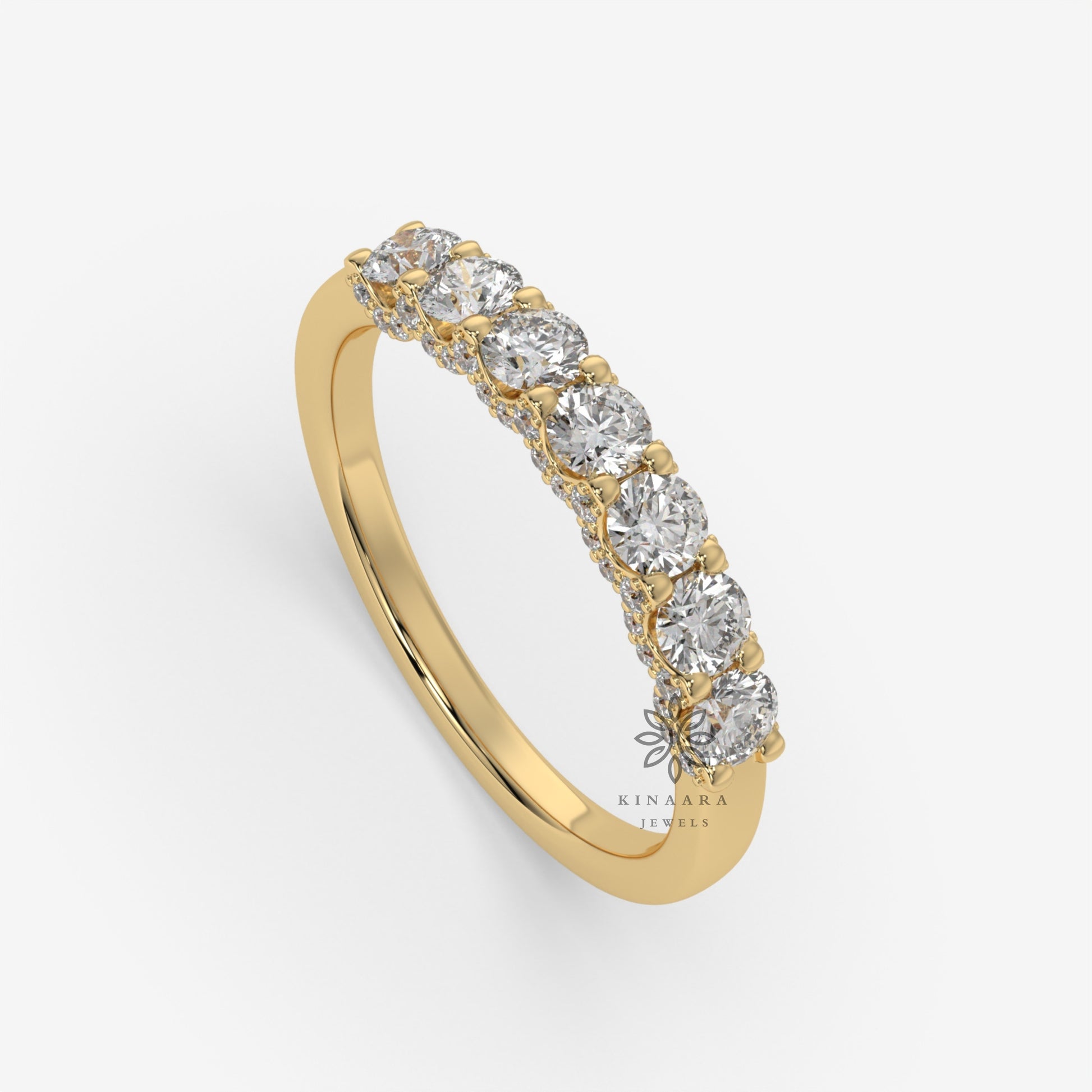 lab grown diamond hidden halo half eternity wedding band