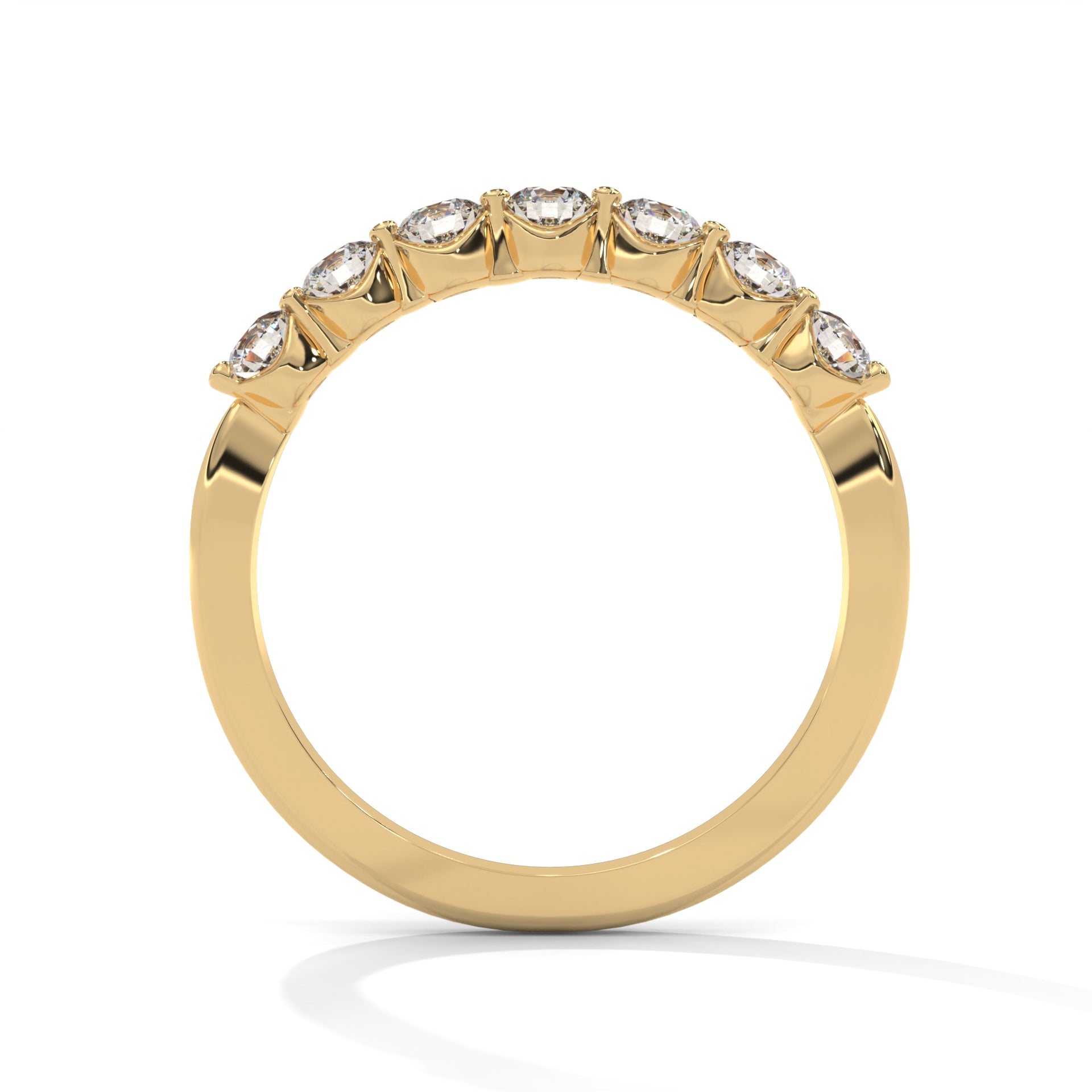7 stone moissanite ring in Yellow 10K gold