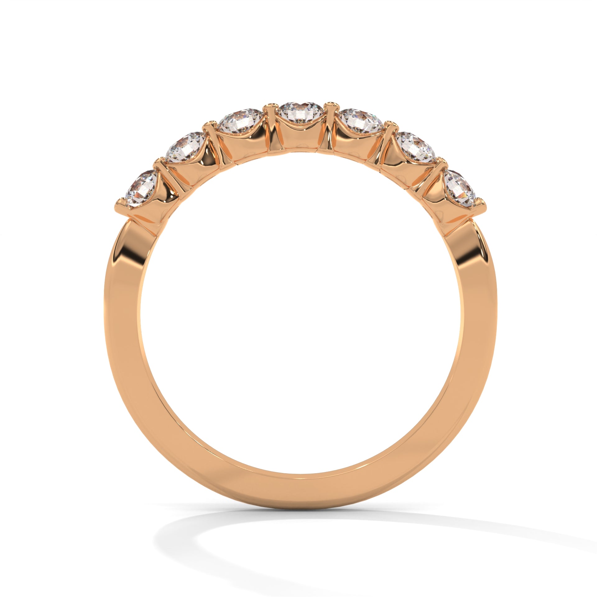 7 stone moissanite ring in rose gold