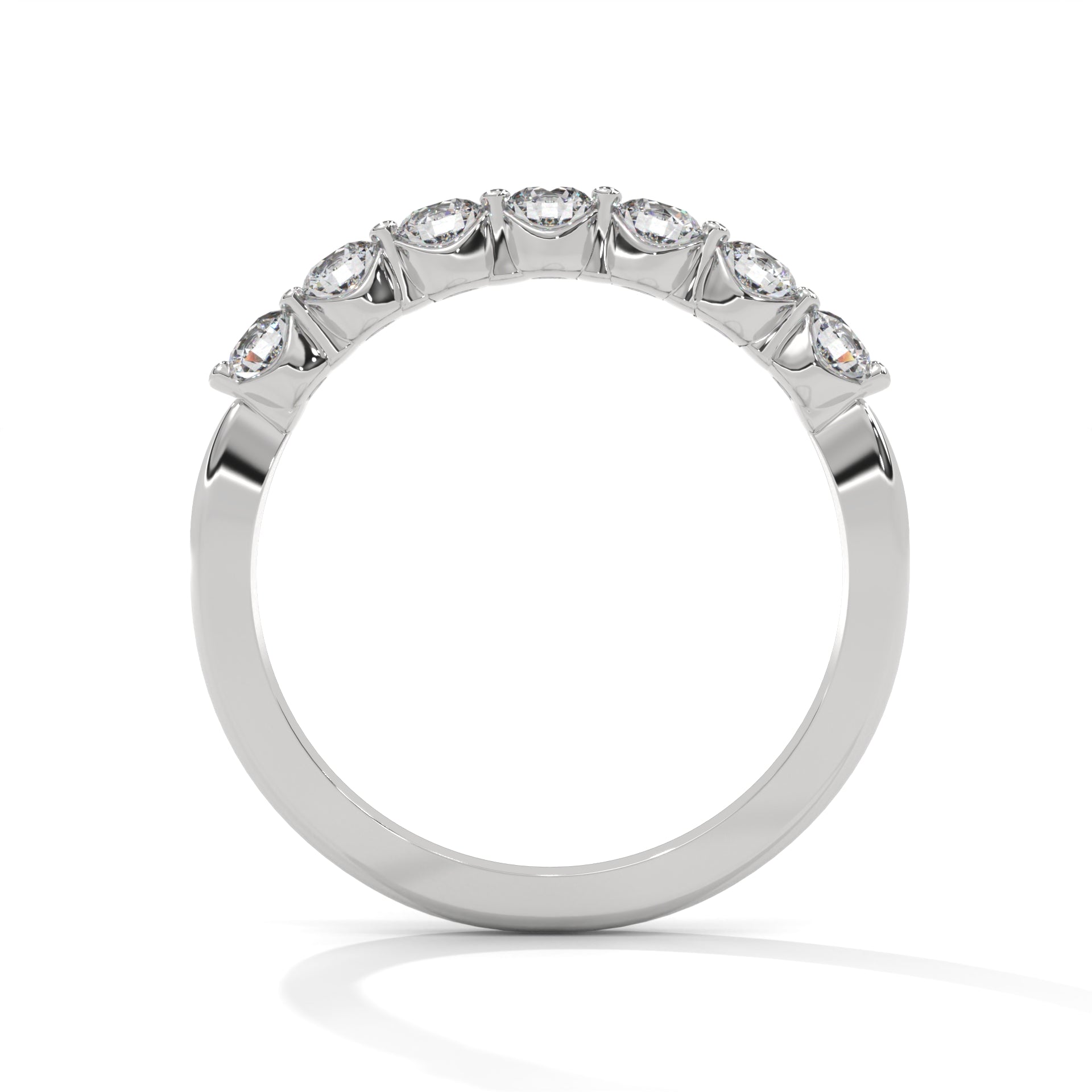 7 stone moissanite ring in white gold