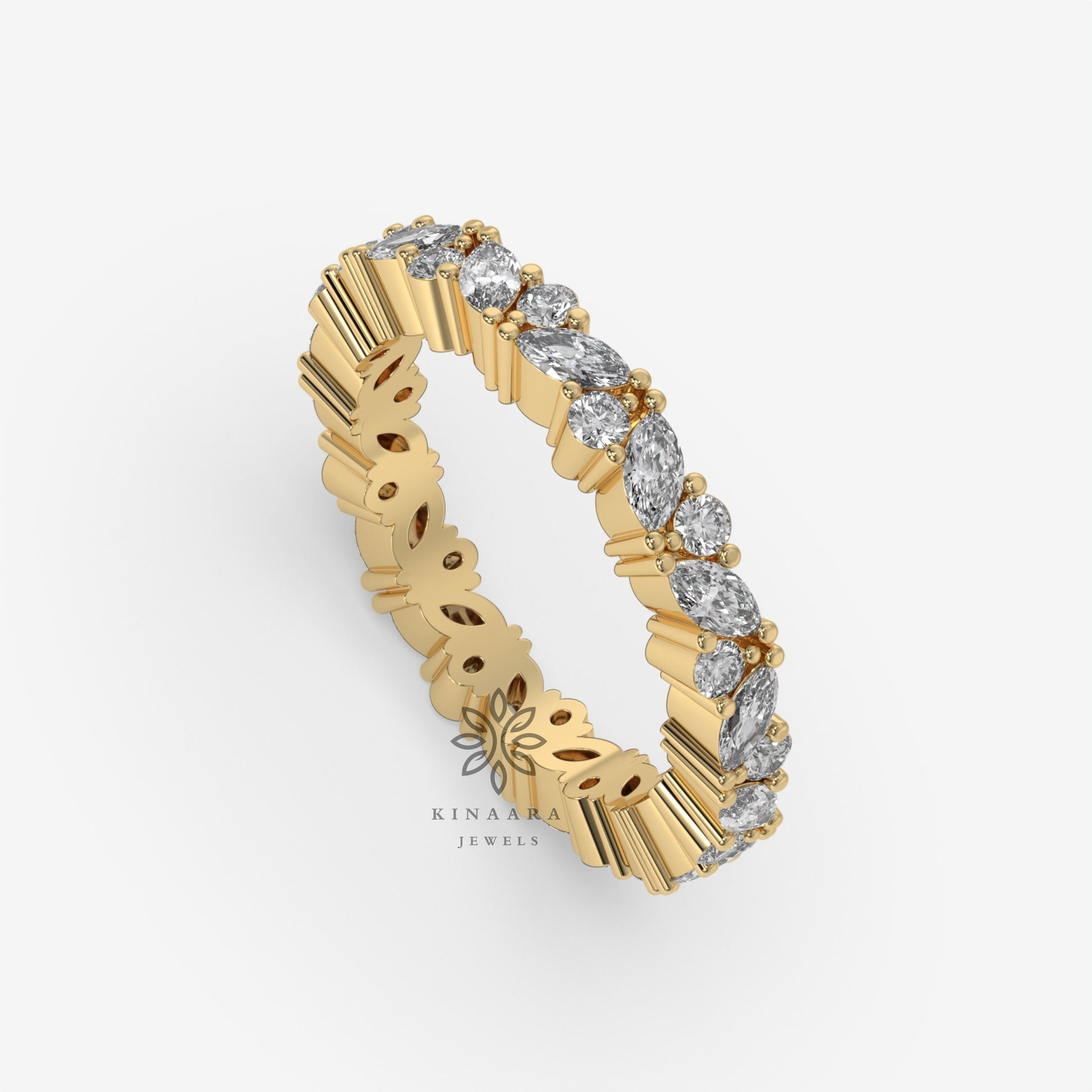 Marquise & Round Cut Moissanite Full Eternity Band