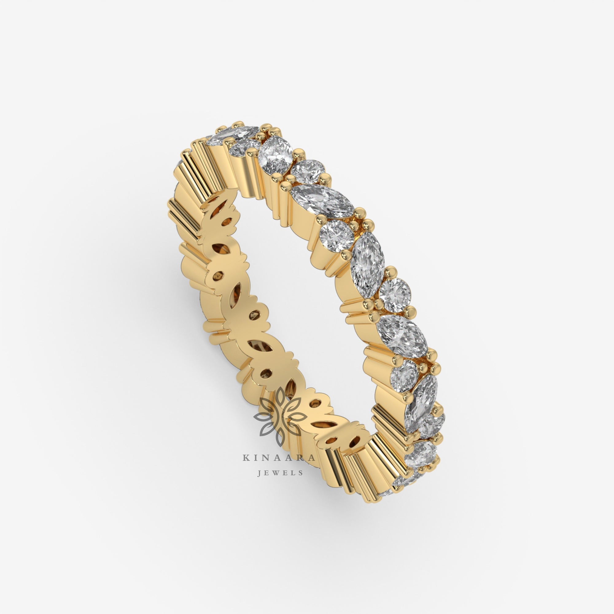 Marquise & Round Cut Moissanite Full Eternity Band