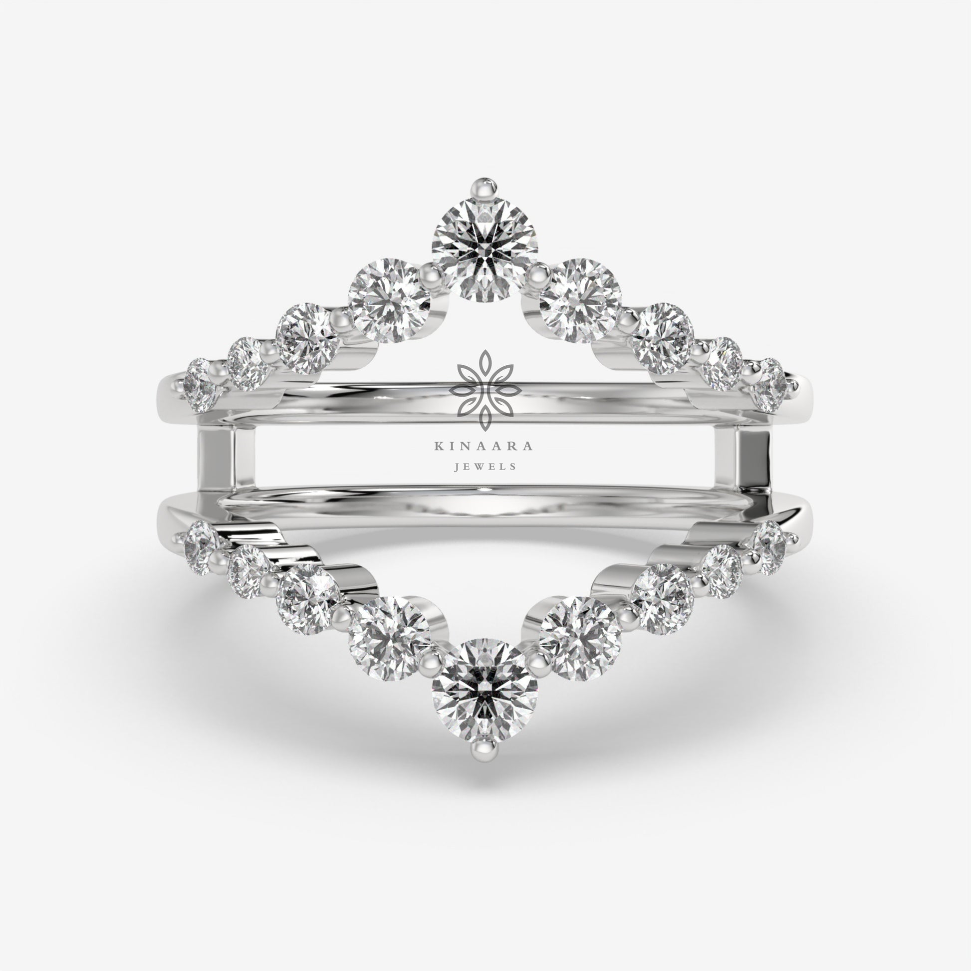 0.688 Ct Round Cut Moissanite Enhancer Wedding Ring, Guard Wedding Band