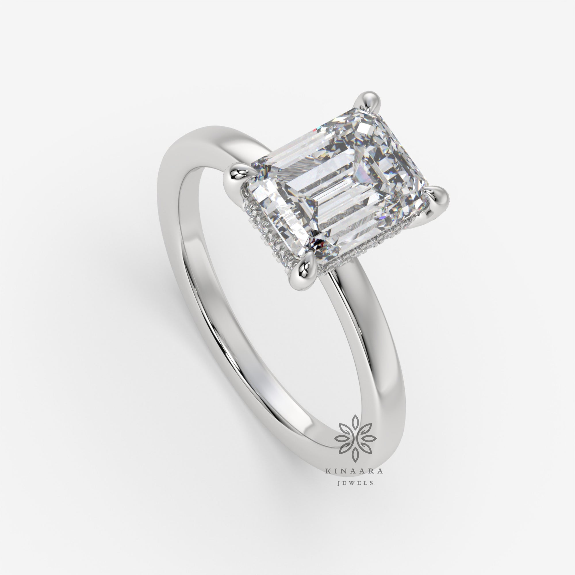 lab grown diamond hidden halo engagement ring