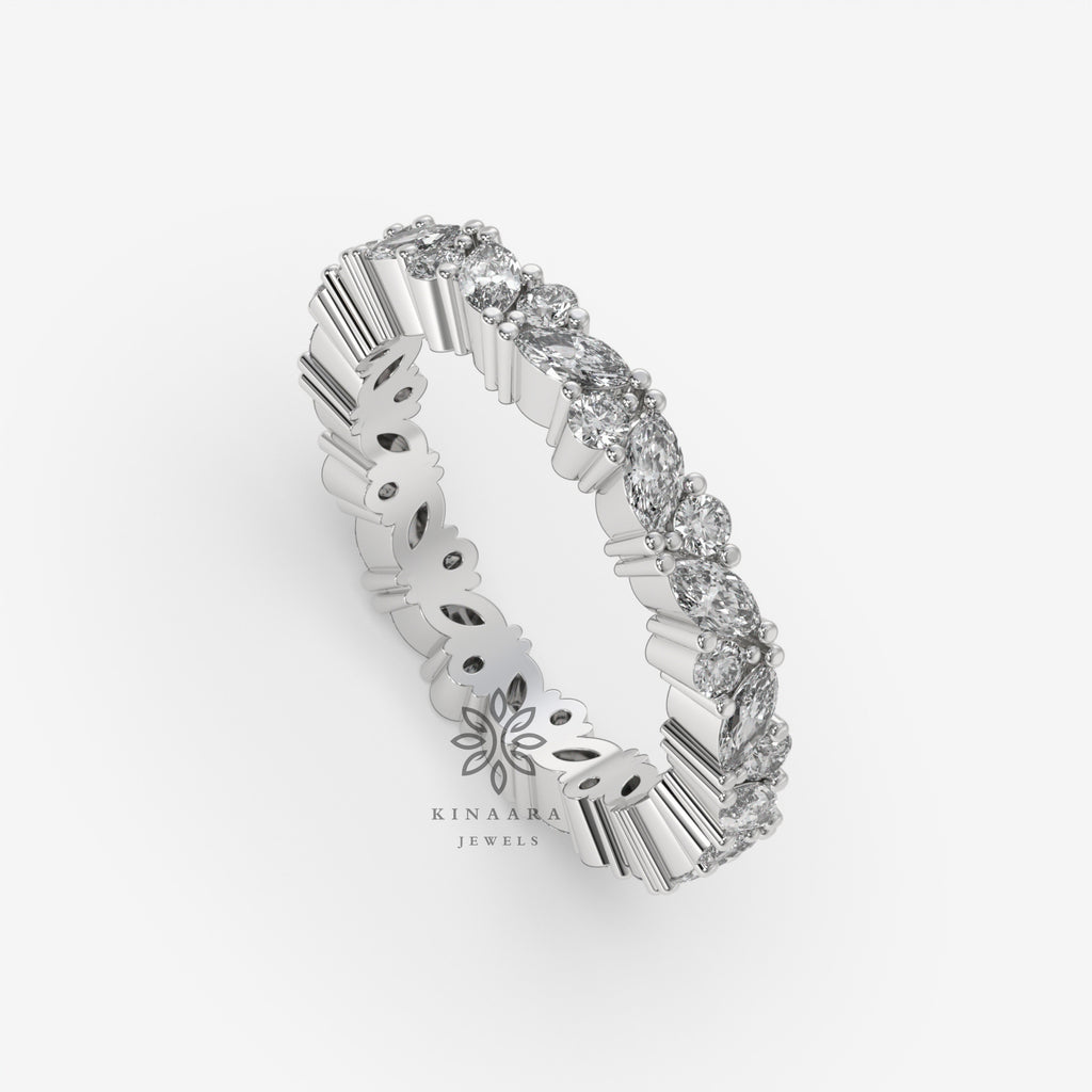 Marquise & Round Cut Moissanite Full Eternity Band