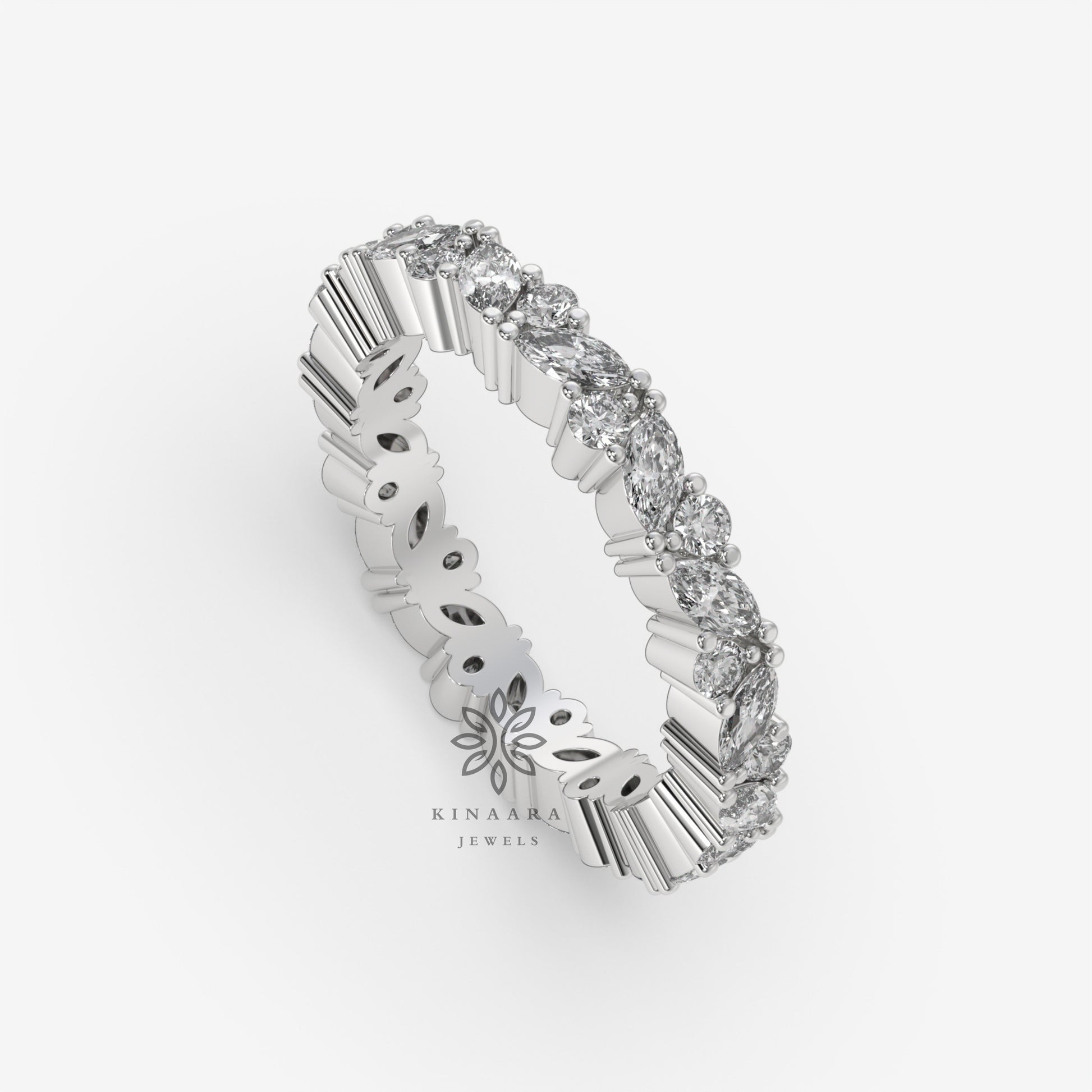 Marquise & Round Cut Moissanite Full Eternity Band