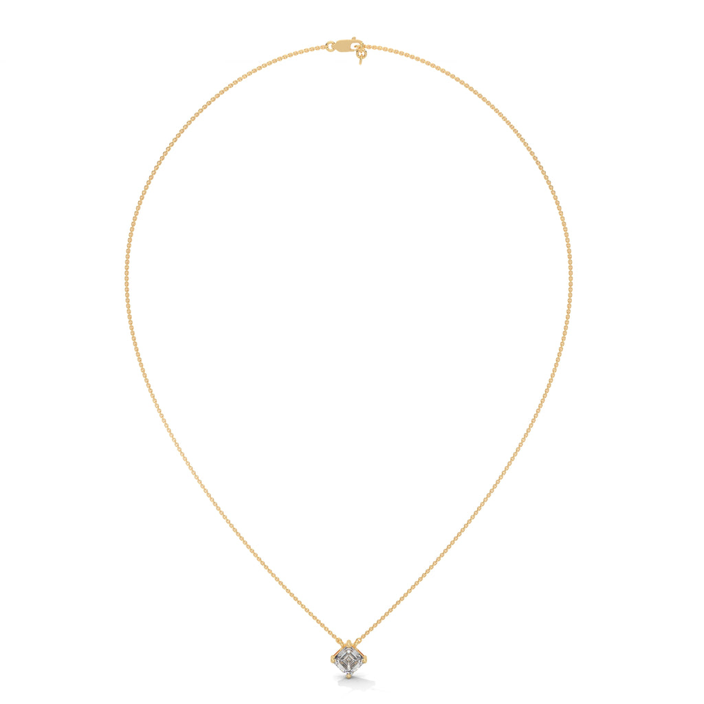 Asscher Cut Diamond Pendant in 10k Gold