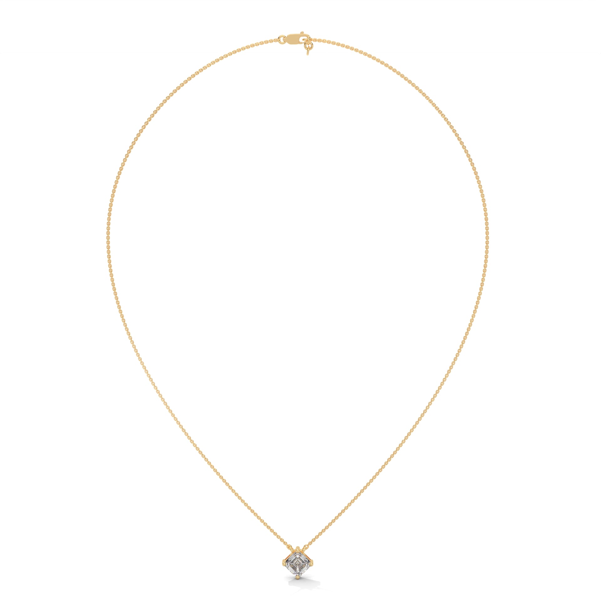 Asscher Cut Diamond Pendant in 10k Gold