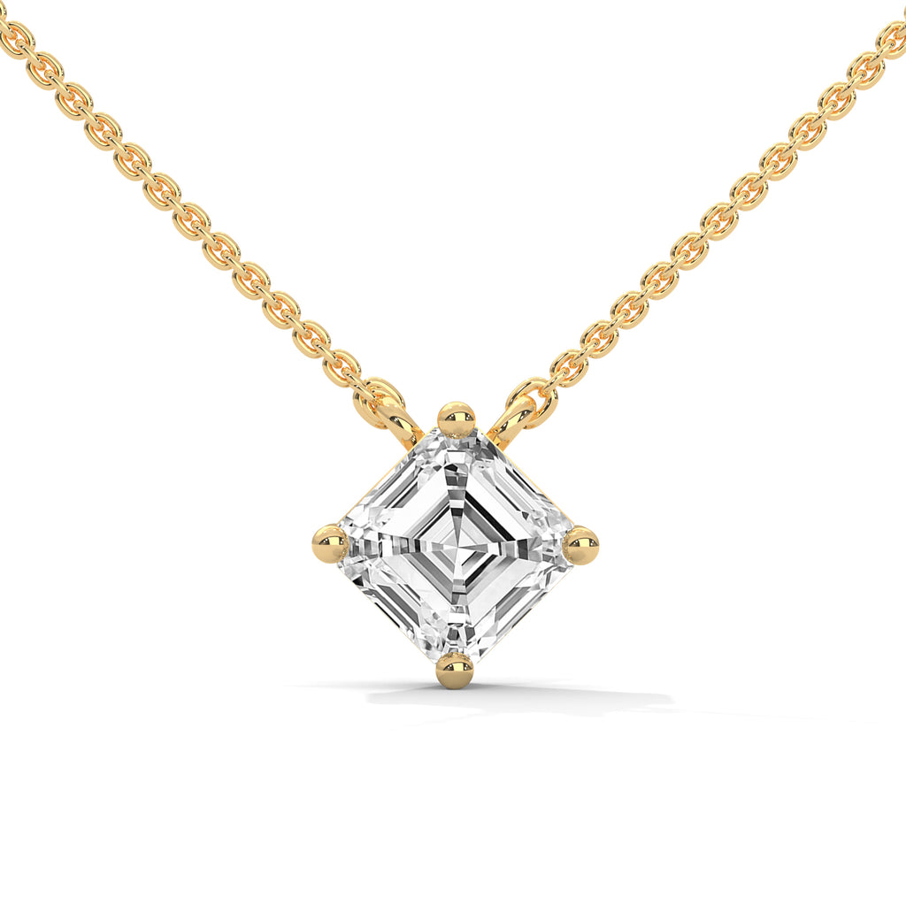 Asscher Cut Diamond pendent with button prong setting