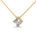 Asscher Cut Lab Grown Diamond pendent with button prong setting