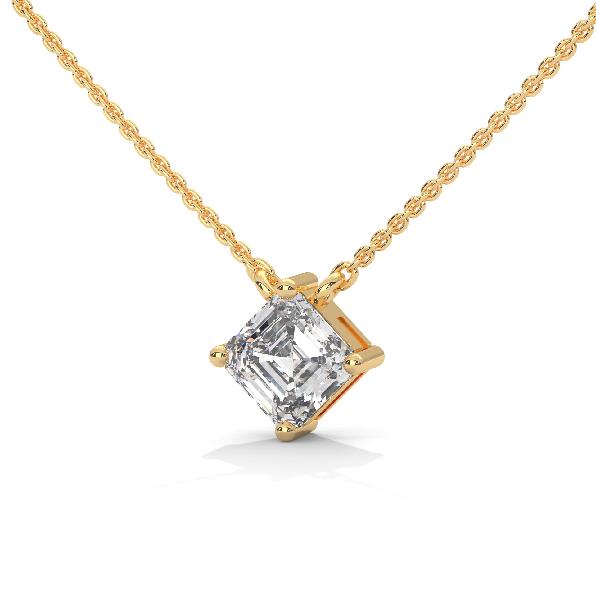 Asscher Cut Lab Grown Diamond pendent with button prong setting