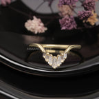 Baguette Cut Moissanite V Shaped Chevron Wedding Band