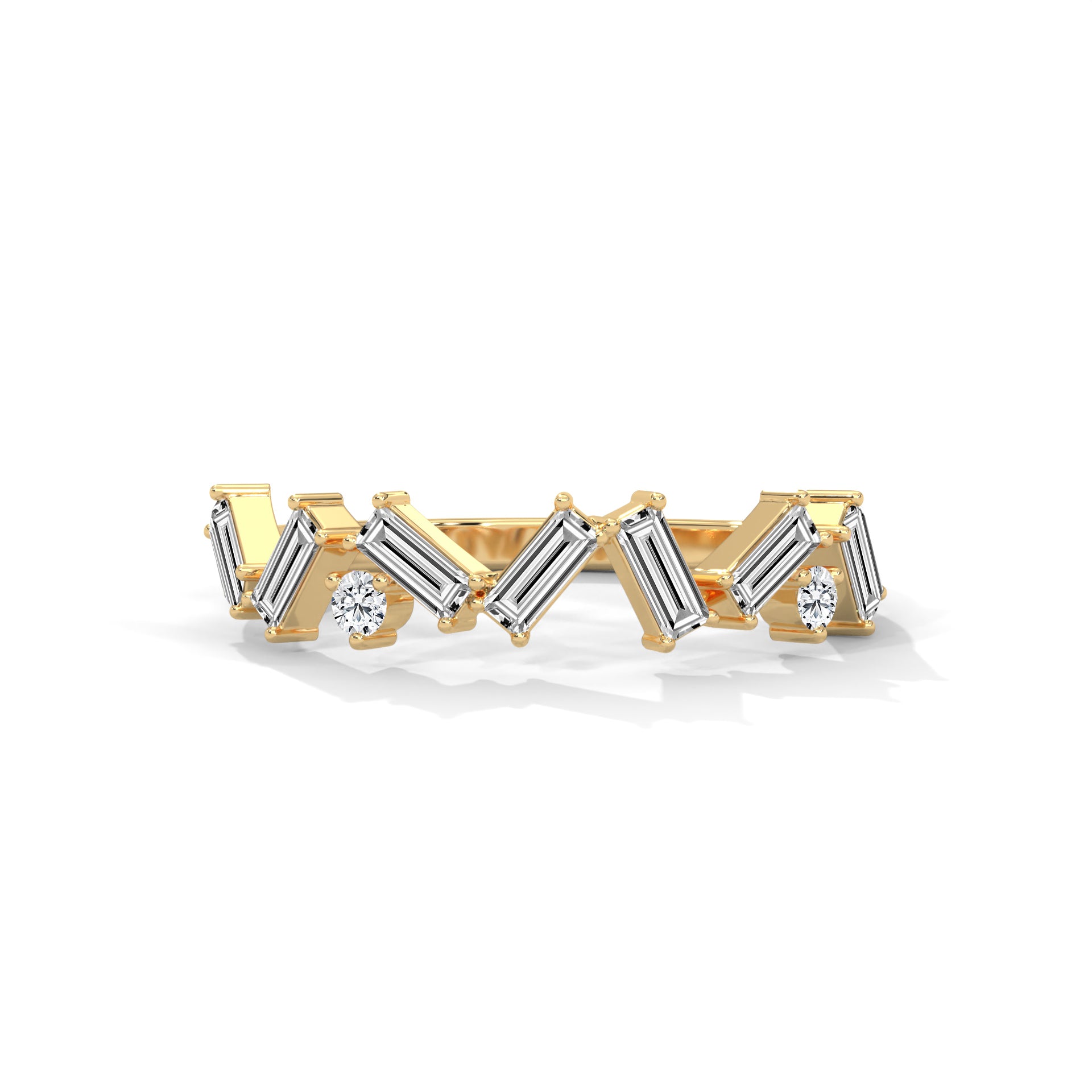 Baguette Zig Zag Half Eternity Wedding Band