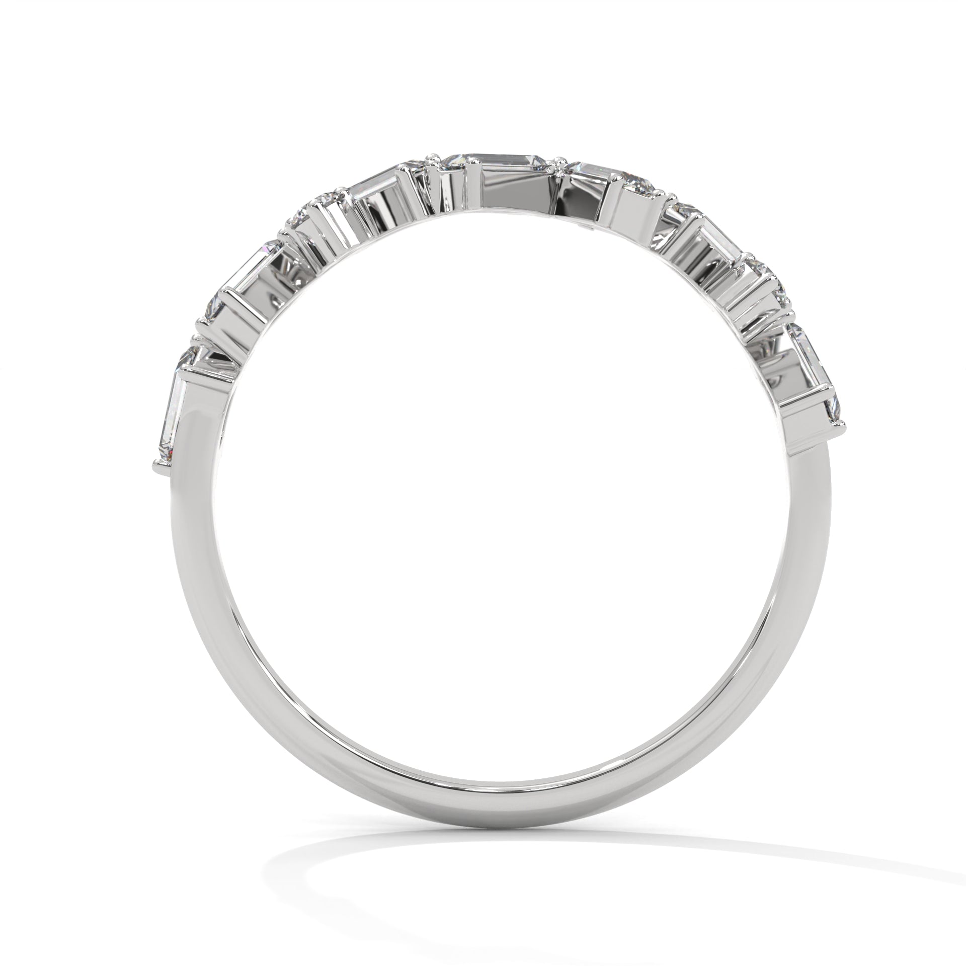 Baguette Zig Zag Half Eternity Wedding Band in 10K Whitegold