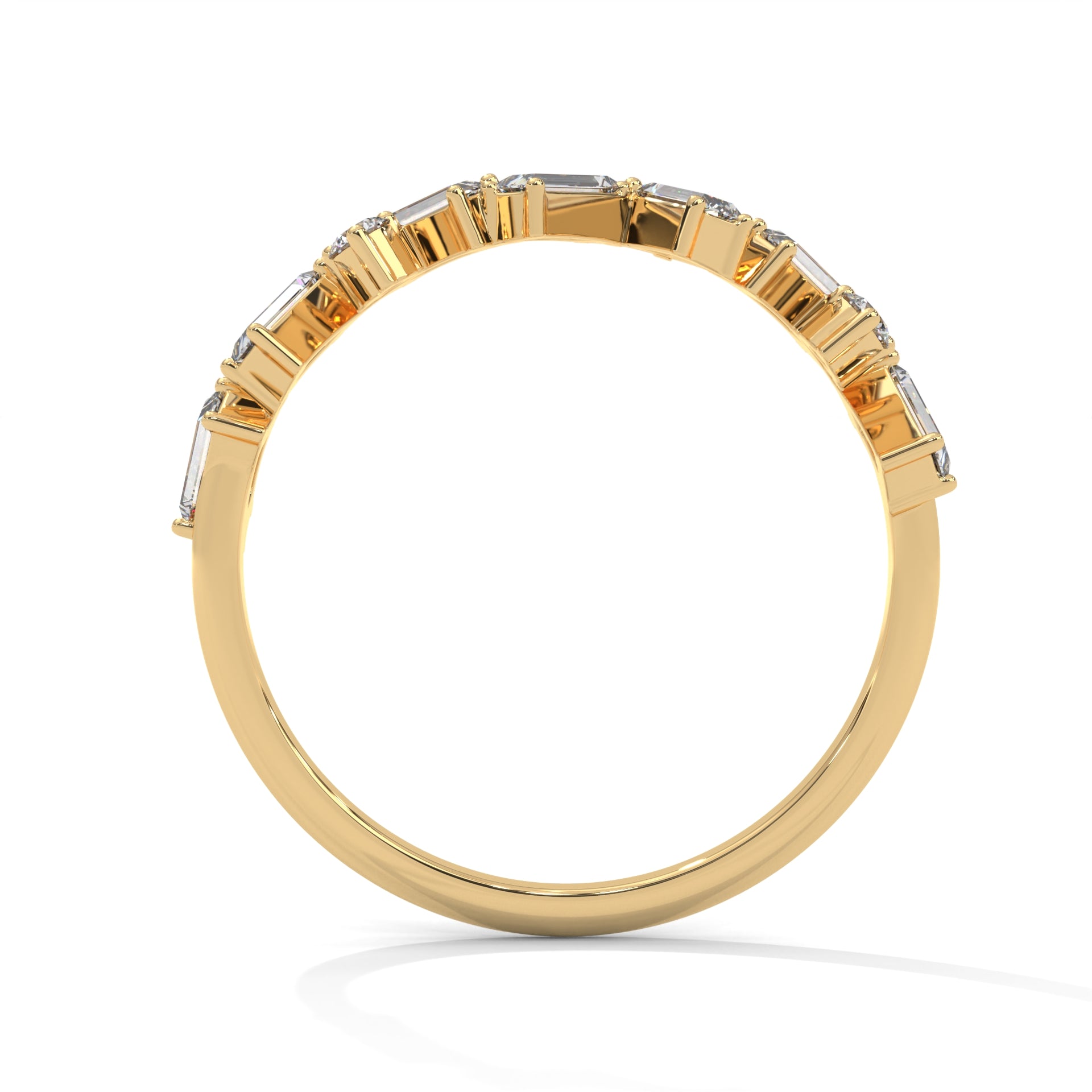 Baguette Zig Zag Half Eternity Wedding Band in 18K gold