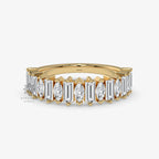Baguette and Marquise Moissanite Half Eternity Wedding Band