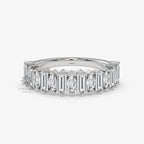 Baguette and Marquise Moissanite Half Eternity Wedding Band in white gold