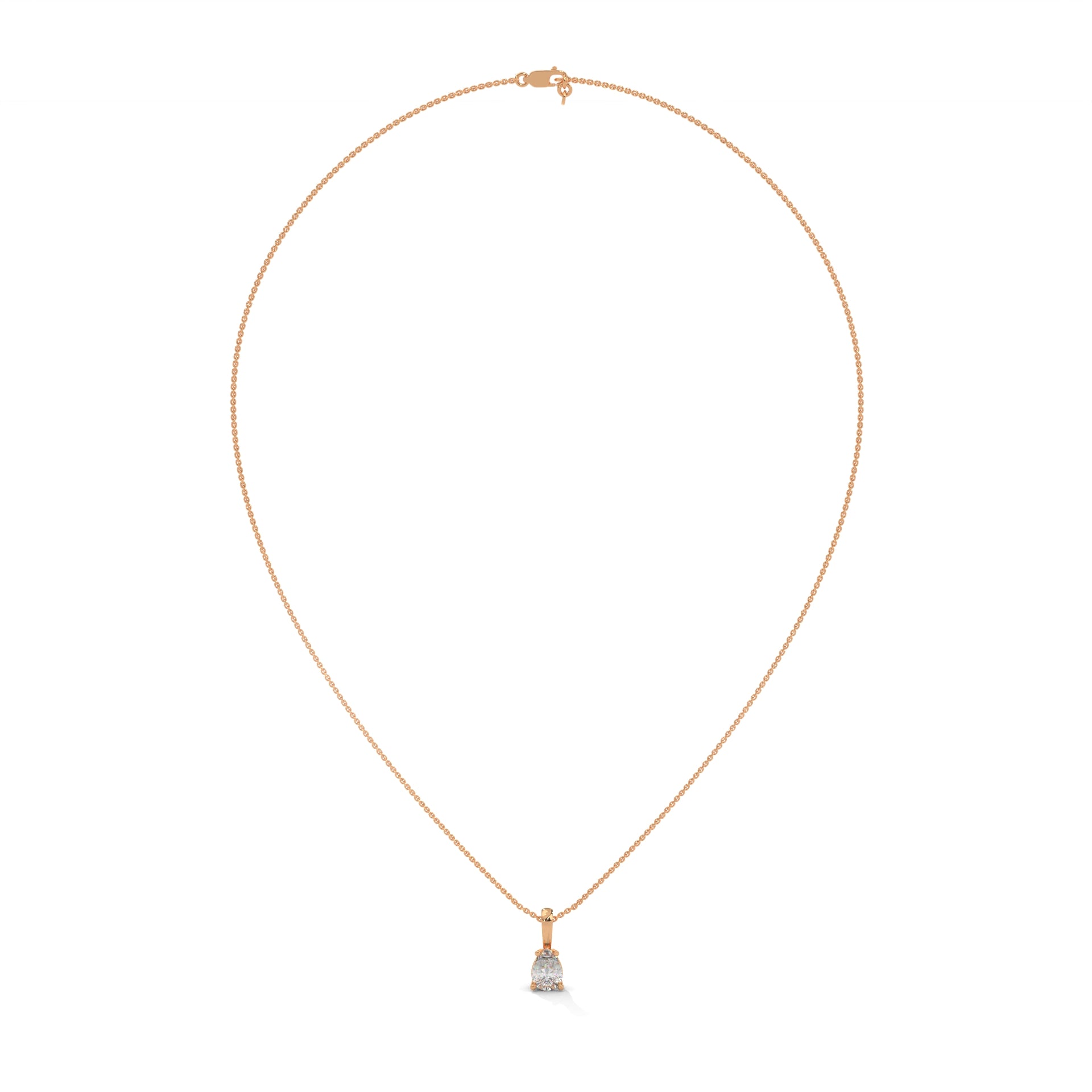 Basket Set Pear Solitaire Diamond Necklace