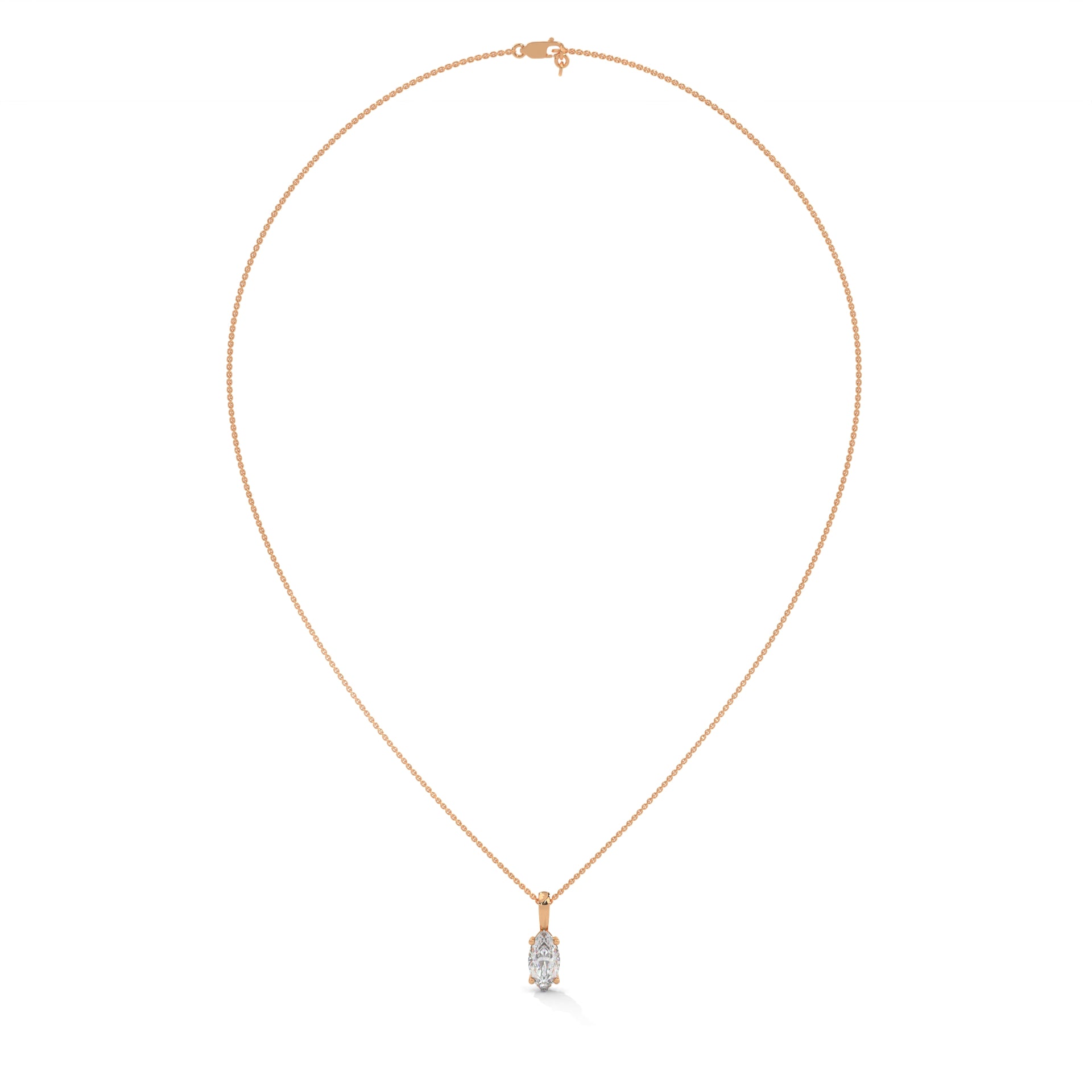 Basket Setting Oval Diamond Necklace