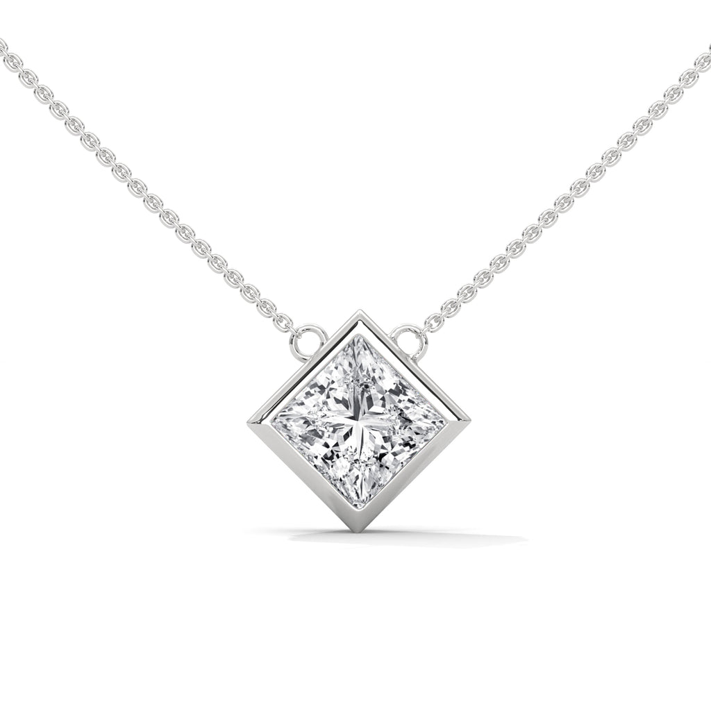 Bezel Set Necklace Pendant with chain