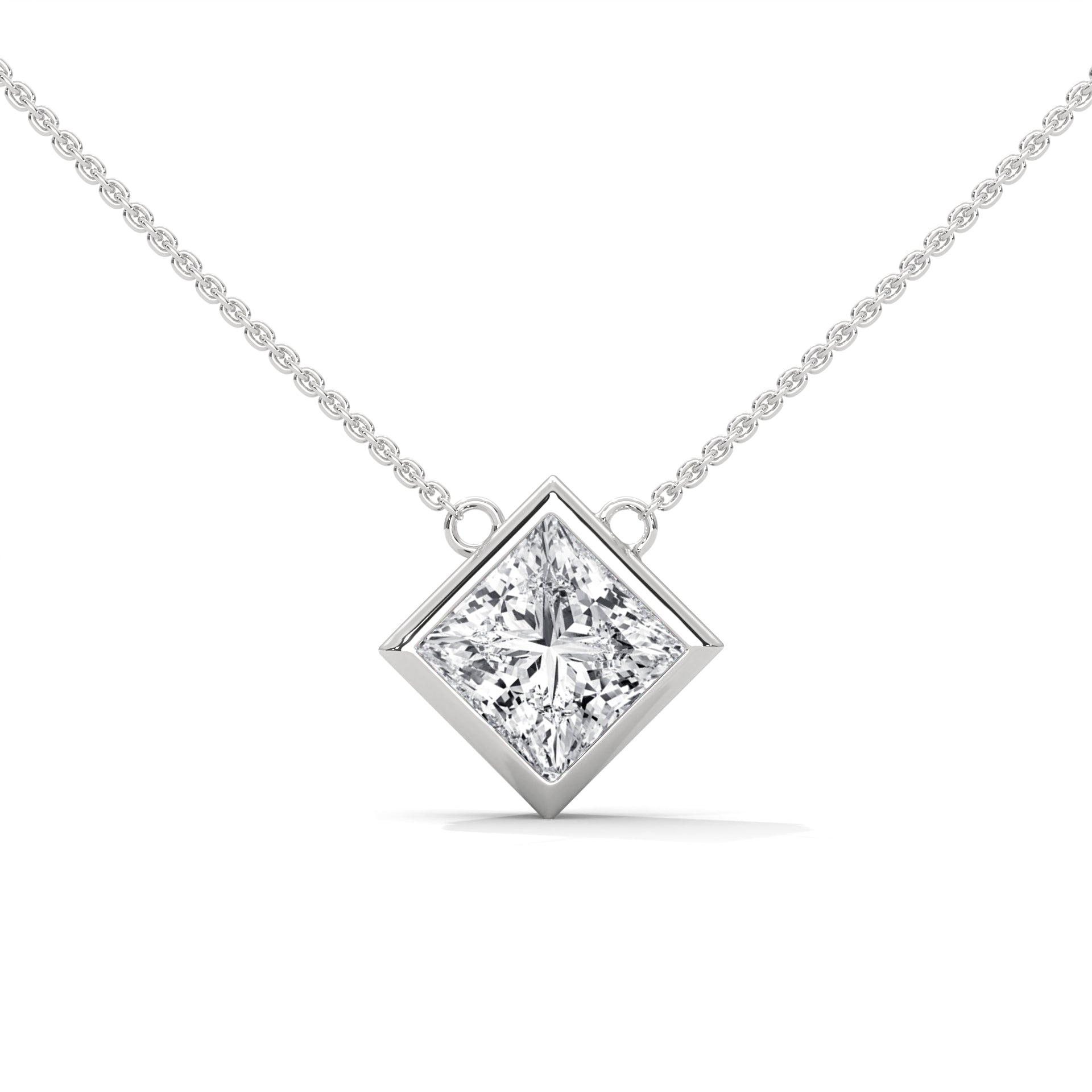 Bezel Set Necklace Pendant with chain