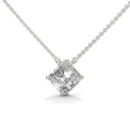 Button Prong Asscher Cut Diamond Pendant