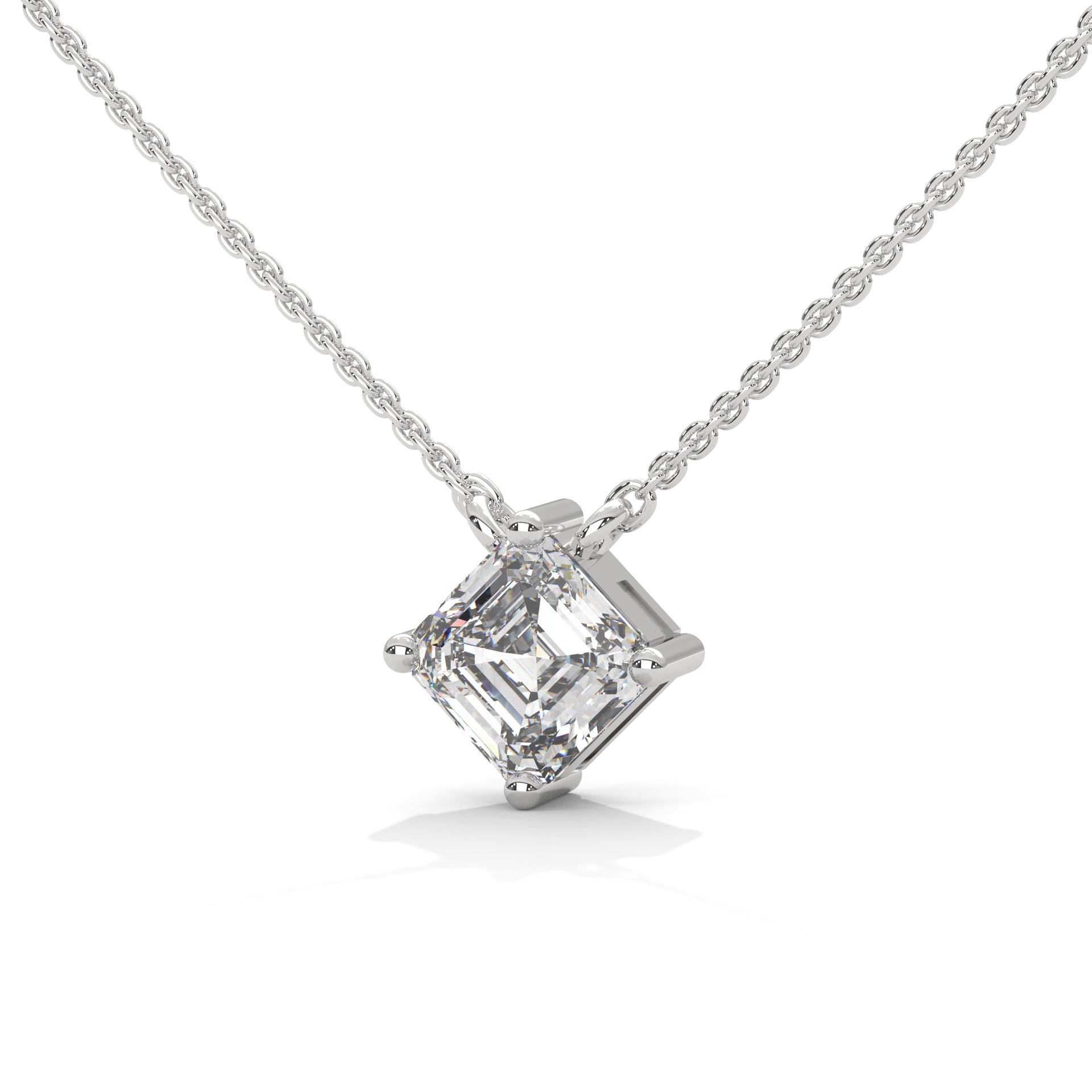 Button Prong Asscher Cut Diamond Pendant