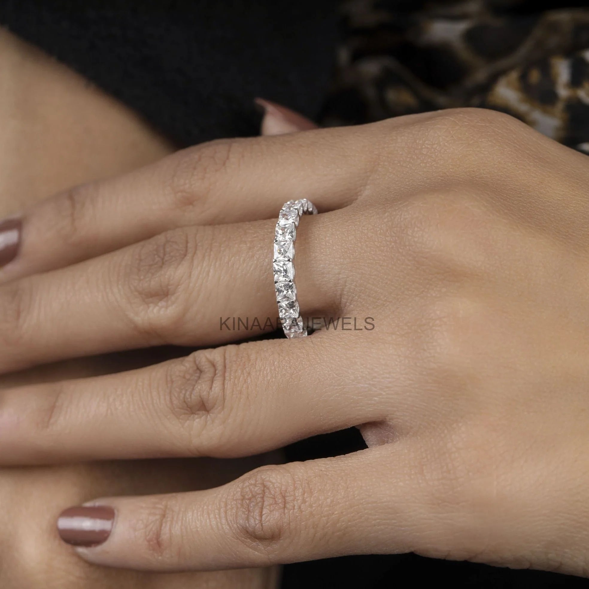 Buy Princess Cut Moissanite Half Eternity Band