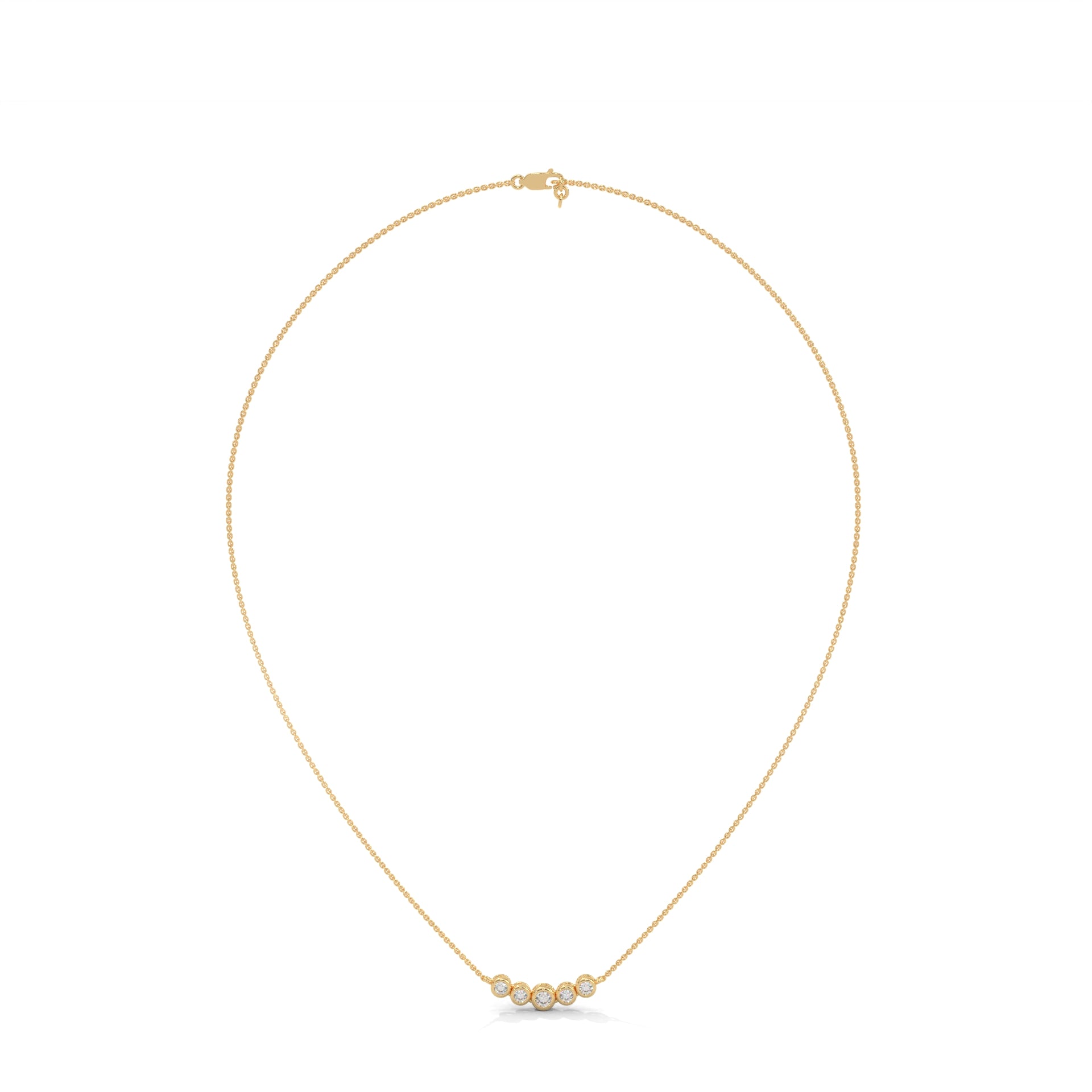 Classic Five Diamond Bezel Necklace