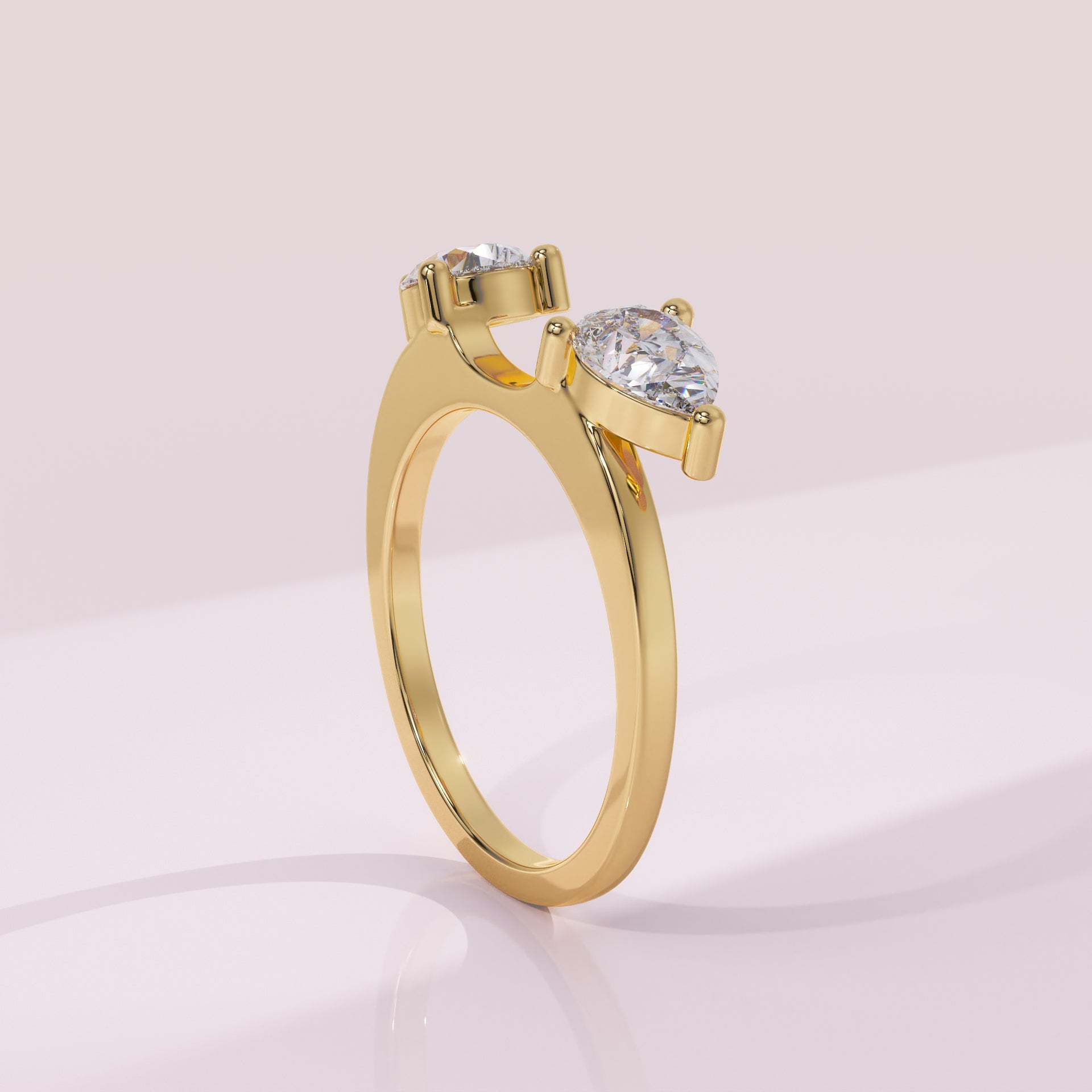 Custom double pear moissanite ring enhancer handcrafted in yellow white or rose gold